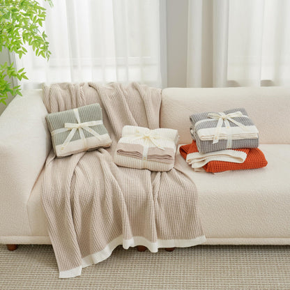 Chenille waffle weave throw blanket — reversible lightweight design by Amélie Home