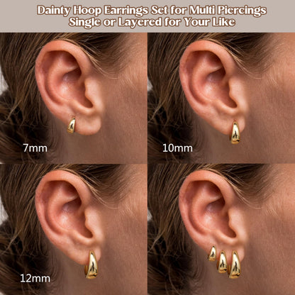 BESTEEL hoop earrings set - 14K gold plated and silver plated options available