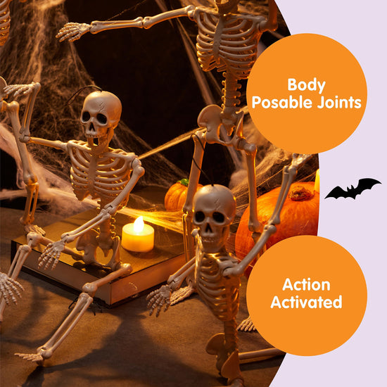 JOYIN sculpture — posable Halloween skeleton decor, 16 inches, 5 pieces set