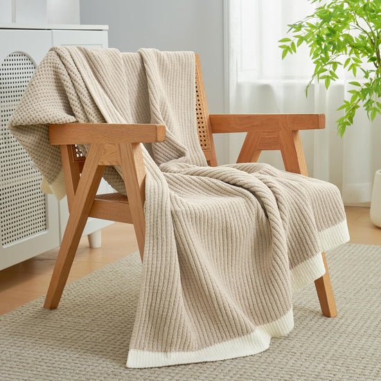 Chenille waffle weave throw blanket — reversible lightweight design by Amélie Home