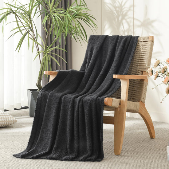 Plush fleece throw blanket - soft and fuzzy for bed or couch 50x70 inches
