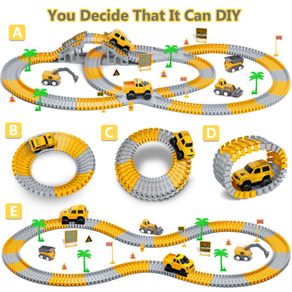 Toy vehicle set — Construction race tracks with flexible playset for kids