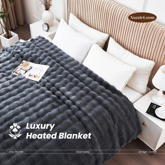 Heated blanket — Fast heating with ultra-soft faux rabbit fur and 5 heat levels