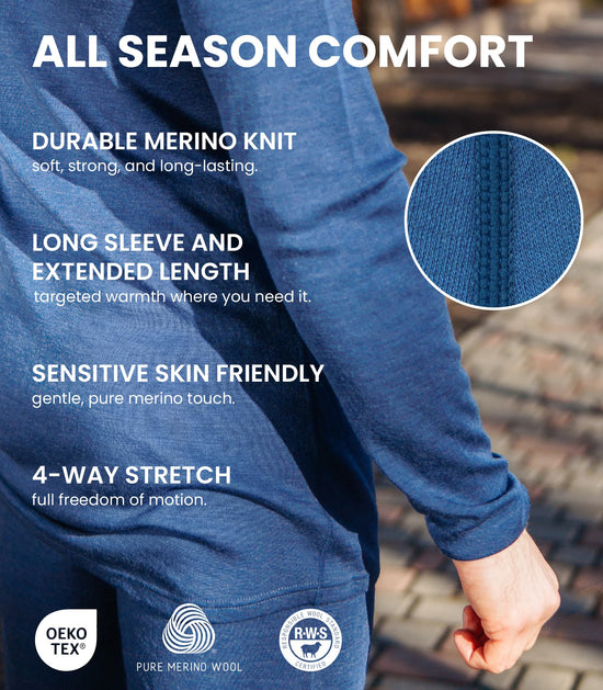 Merino.tech merino wool base layer set — heavyweight, midweight and lite options available