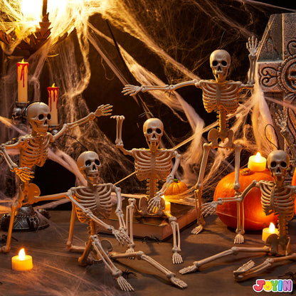 JOYIN sculpture — posable Halloween skeleton decor, 16 inches, 5 pieces set