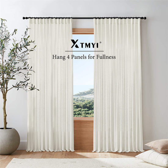 XTMYI sheer linen cotton back tab curtains for bedroom and living room