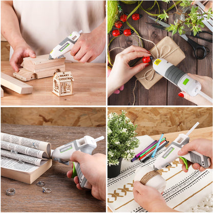 WORKPRO hot glue gun — USB-C rechargeable with smart power-off feature and 20 glue sticks