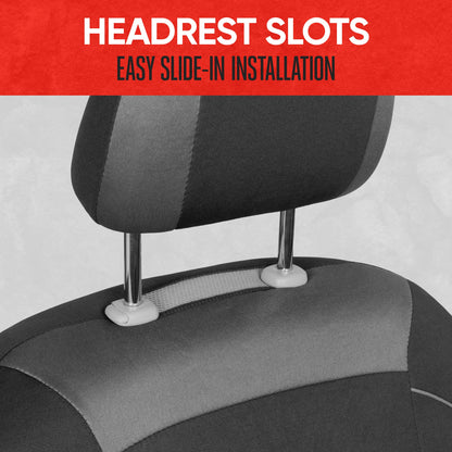 Vehicle seat cover — Premium black cloth for front seats with removable headrests