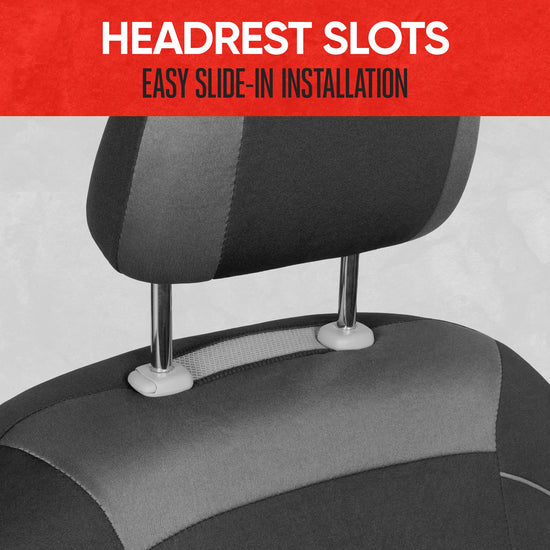 Vehicle seat cover — Premium black cloth for front seats with removable headrests