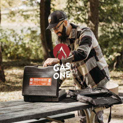 Portable stove — Gas One dual fuel camping stove with carrying case