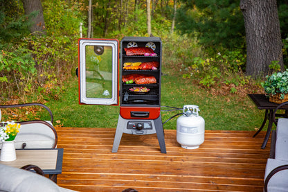 Pit Boss food smoker — 3-series gas vertical smoker in red hammertone