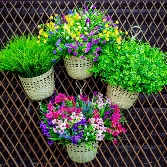 AXYLEX Artificial Flowers Outdoor Shrubs - Fake Plants UV Resistant No Fade Faux Plastic Greenery Home Garden Porch Patio Decoration Office Indoor