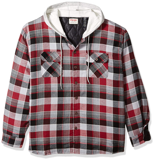 Wrangler Authentics coat - Quilted flannel with hood and long sleeves