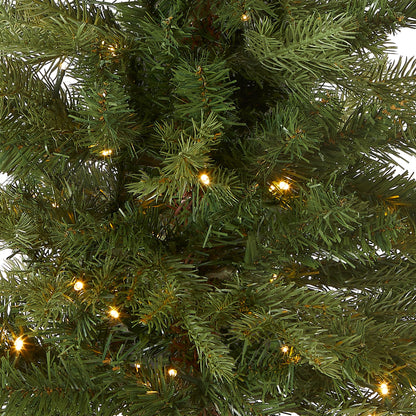 National Tree Company pre-lit artificial mini Christmas tree - 'Feel Real' design, 3 feet tall, burlap bag base and white lights.