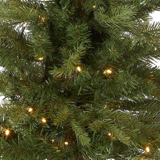 National Tree Company pre-lit artificial mini Christmas tree - 'Feel Real' design, 3 feet tall, burlap bag base and white lights.